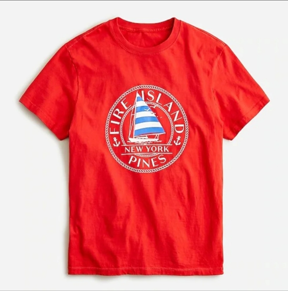 J.CREW Fire Island Pines New York graphic T-shirt Men's Large RED BNWT 1 LEFT!